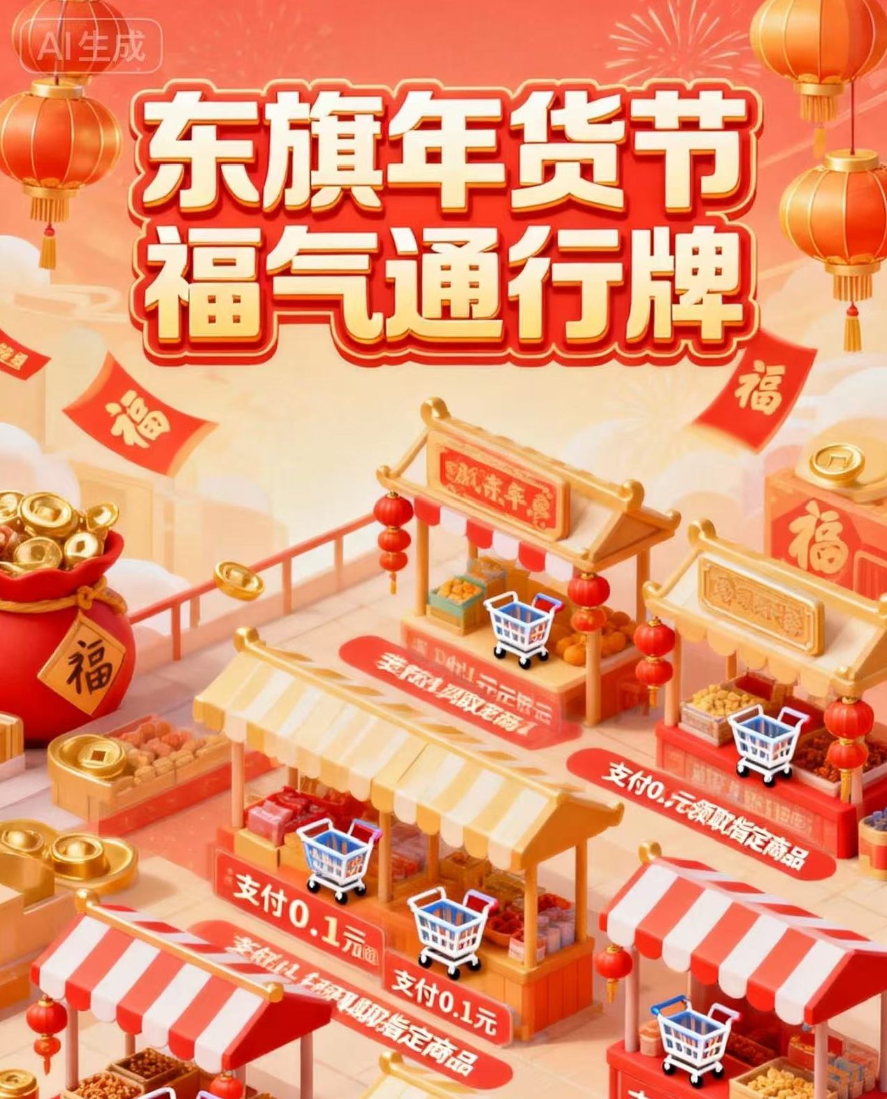 东旗年货节 福气通行牌